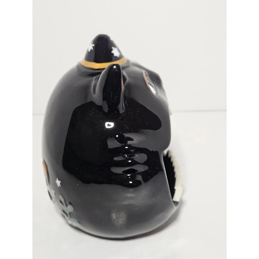 Ashland Halloween Black Cat Ceramic Candy Dish Starry Wizard Hat Vintage Style